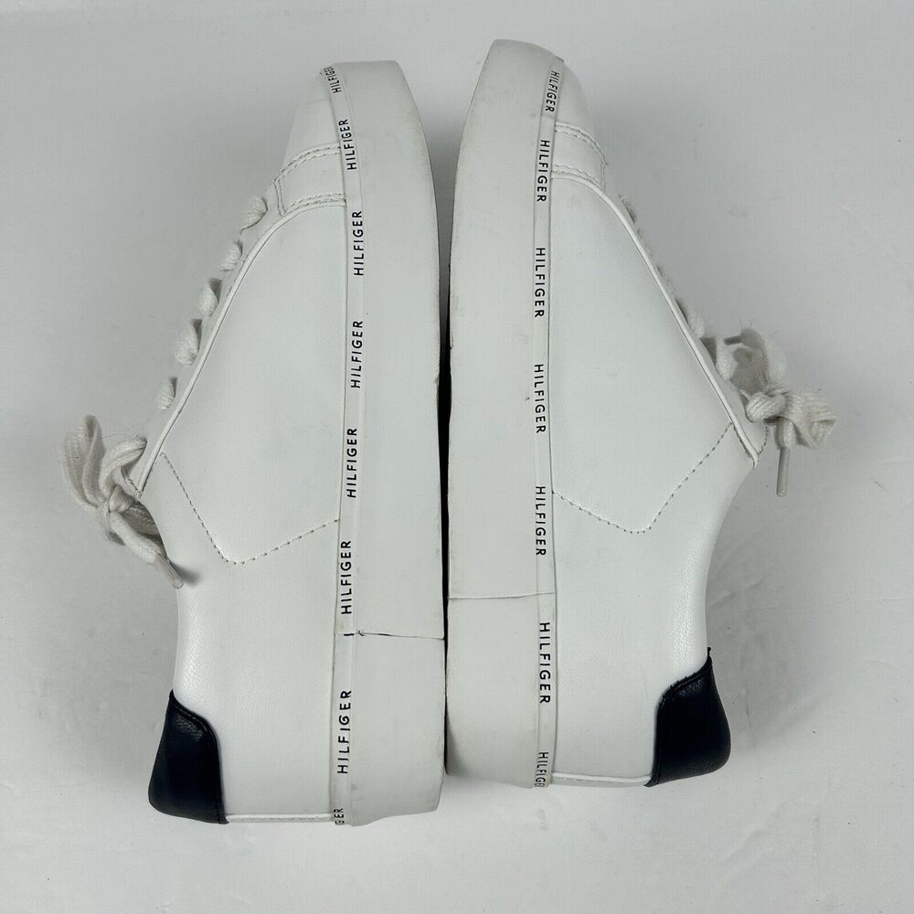 Tommy Hilfiger Henissly 8.5 M Faux Leather Low Top Sneaker White Shoes Logo - Picture 5 of 9